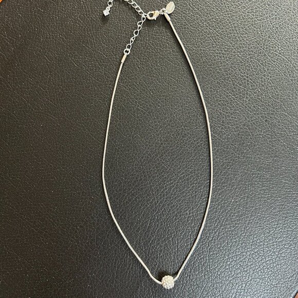 LIA SOPHIA "glitter ball" silvertone snake chain necklace - Picture 4 of 6